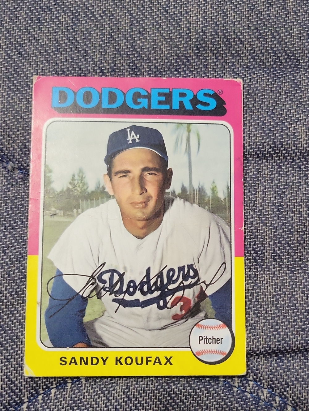 Topps Dodgers Baseball Card - Pink & Yellow Borders